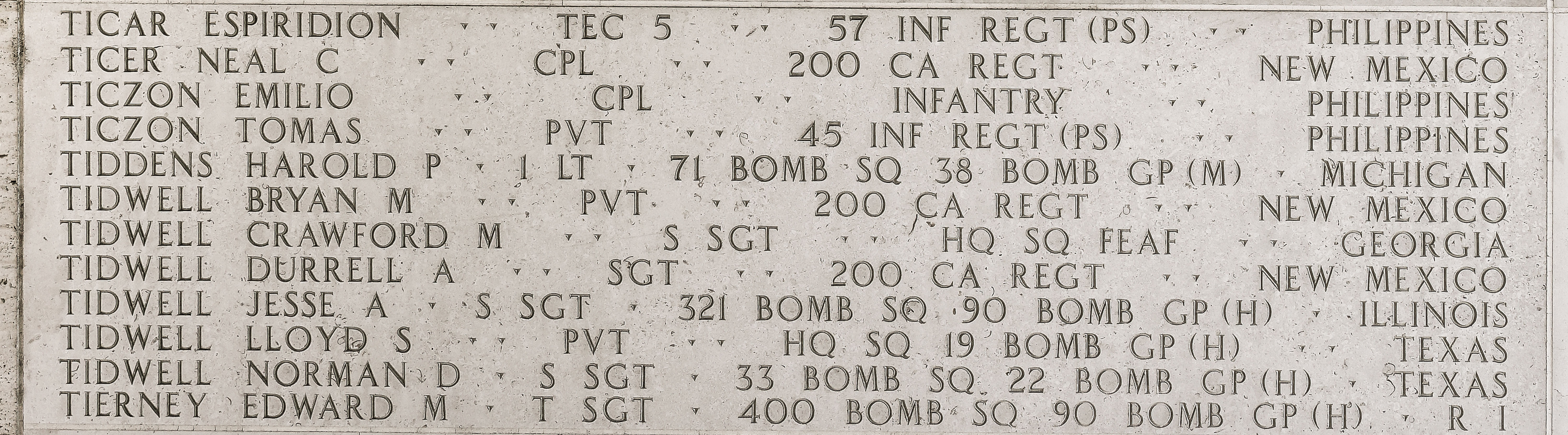 Crawford M. Tidwell, Staff Sergeant